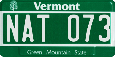VT license plate NAT073