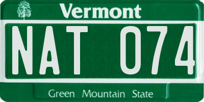 VT license plate NAT074