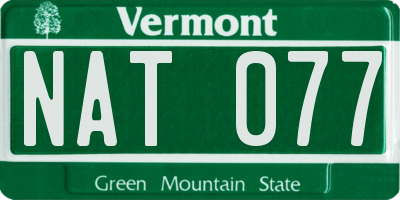 VT license plate NAT077