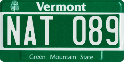 VT license plate NAT089