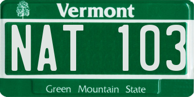 VT license plate NAT103