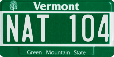 VT license plate NAT104
