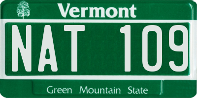 VT license plate NAT109