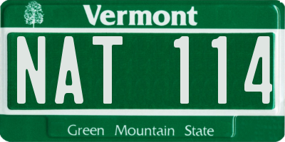 VT license plate NAT114