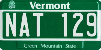 VT license plate NAT129