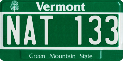 VT license plate NAT133