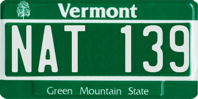 VT license plate NAT139