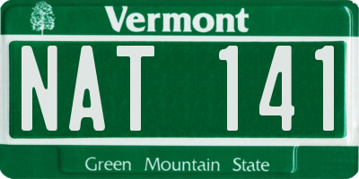 VT license plate NAT141