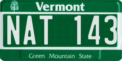 VT license plate NAT143