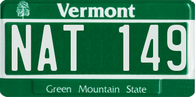 VT license plate NAT149
