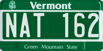 VT license plate NAT162