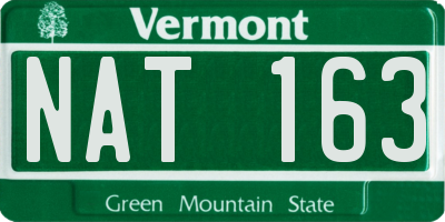 VT license plate NAT163