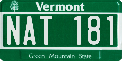 VT license plate NAT181