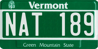 VT license plate NAT189