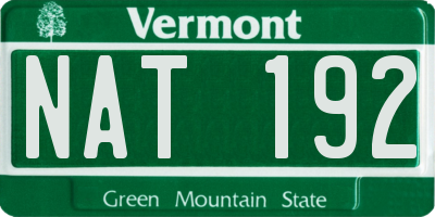 VT license plate NAT192