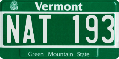 VT license plate NAT193