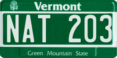 VT license plate NAT203