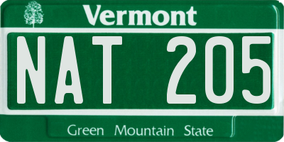 VT license plate NAT205