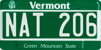 VT license plate NAT206