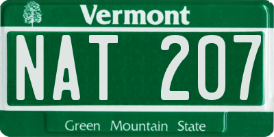 VT license plate NAT207