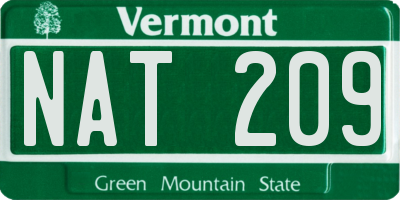 VT license plate NAT209