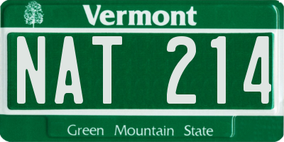 VT license plate NAT214
