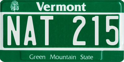VT license plate NAT215