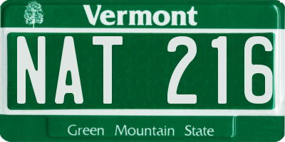 VT license plate NAT216