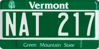 VT license plate NAT217