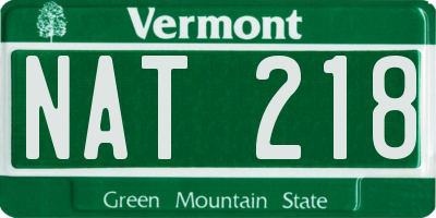 VT license plate NAT218