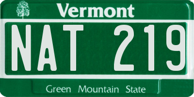 VT license plate NAT219