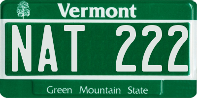 VT license plate NAT222