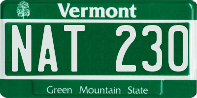 VT license plate NAT230