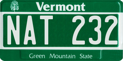 VT license plate NAT232