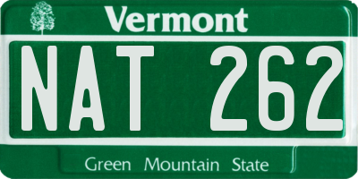 VT license plate NAT262