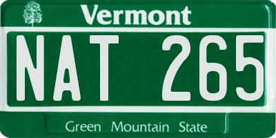 VT license plate NAT265