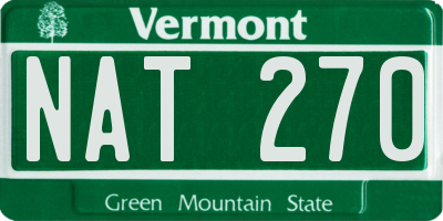 VT license plate NAT270