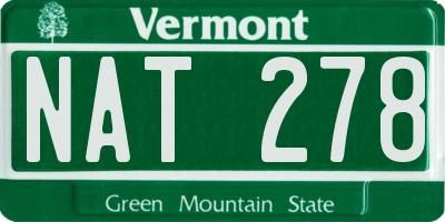 VT license plate NAT278