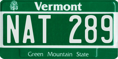 VT license plate NAT289