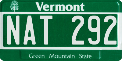 VT license plate NAT292