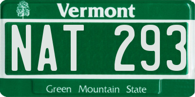 VT license plate NAT293