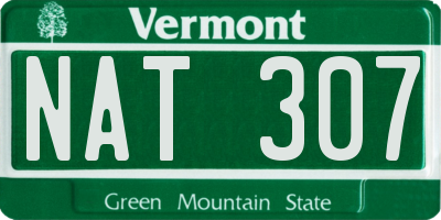 VT license plate NAT307