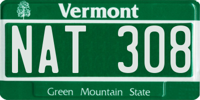 VT license plate NAT308