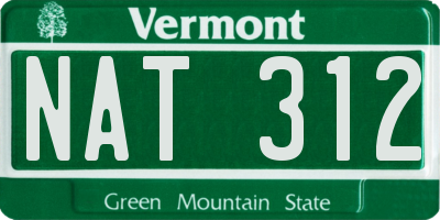 VT license plate NAT312