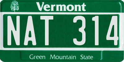 VT license plate NAT314