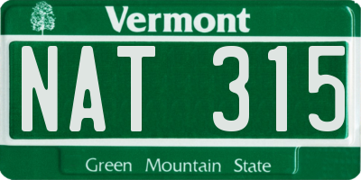 VT license plate NAT315