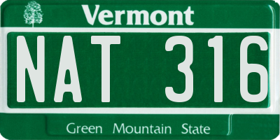 VT license plate NAT316