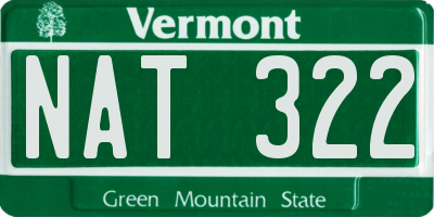 VT license plate NAT322