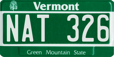 VT license plate NAT326