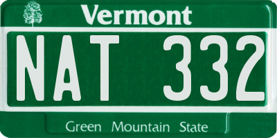 VT license plate NAT332